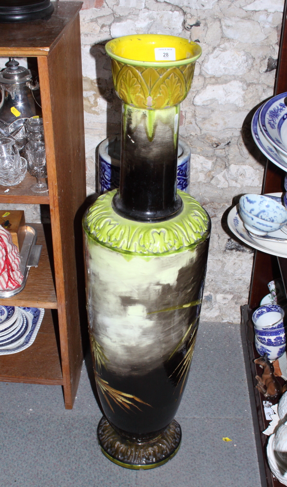 A Bretby Art Pottery landscape decorated vase, 38" high (damages) - Image 2 of 4