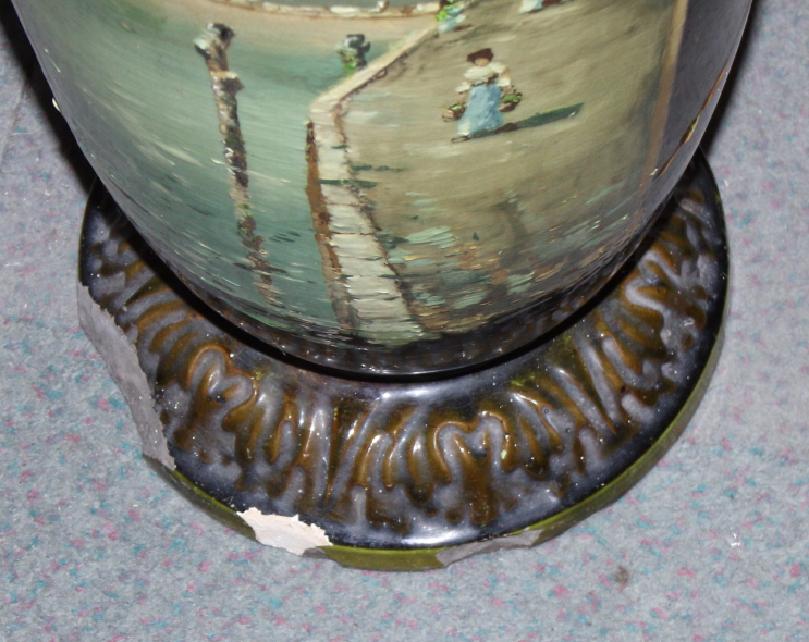 A Bretby Art Pottery landscape decorated vase, 38" high (damages) - Image 4 of 4