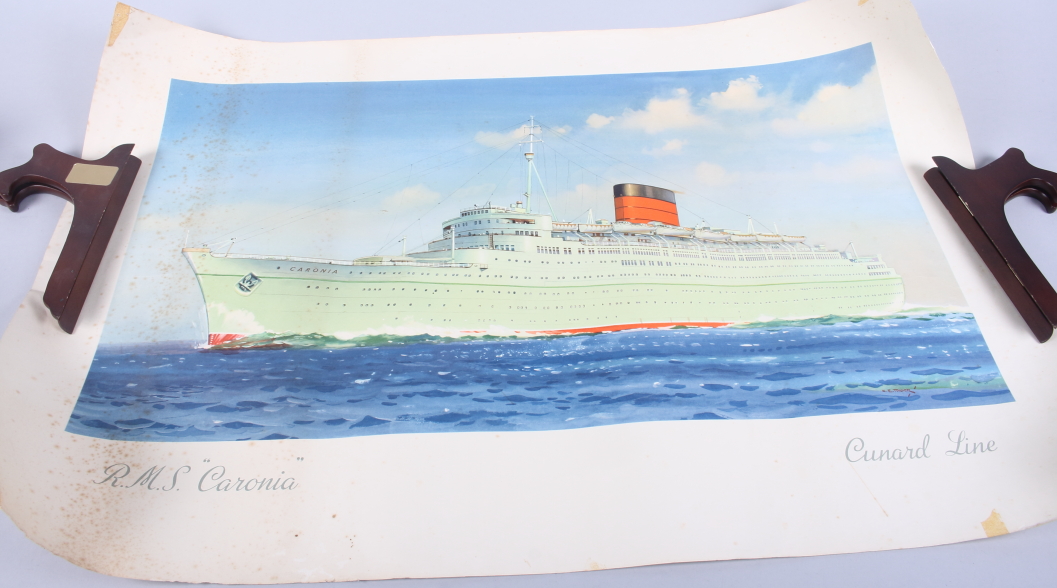 C E Turner: three unframed prints, Cunard Liners, RMS Queen Mary, RMS Caronia and RMS Carinthia