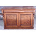 A late Victorian sideboard, fitted one long drawer over cupboards, on block base, 50" wide x 35"