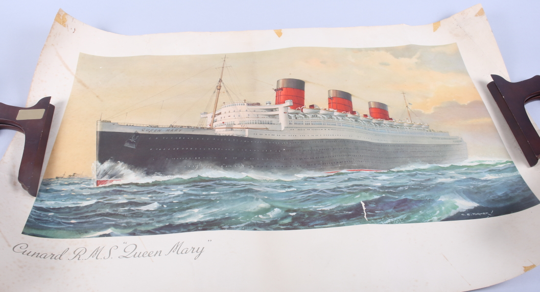 C E Turner: three unframed prints, Cunard Liners, RMS Queen Mary, RMS Caronia and RMS Carinthia - Image 4 of 9