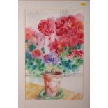 Satli Mainz?: watercolours, still life of spring flowers, 8 1/2" x 12", in gilt frame