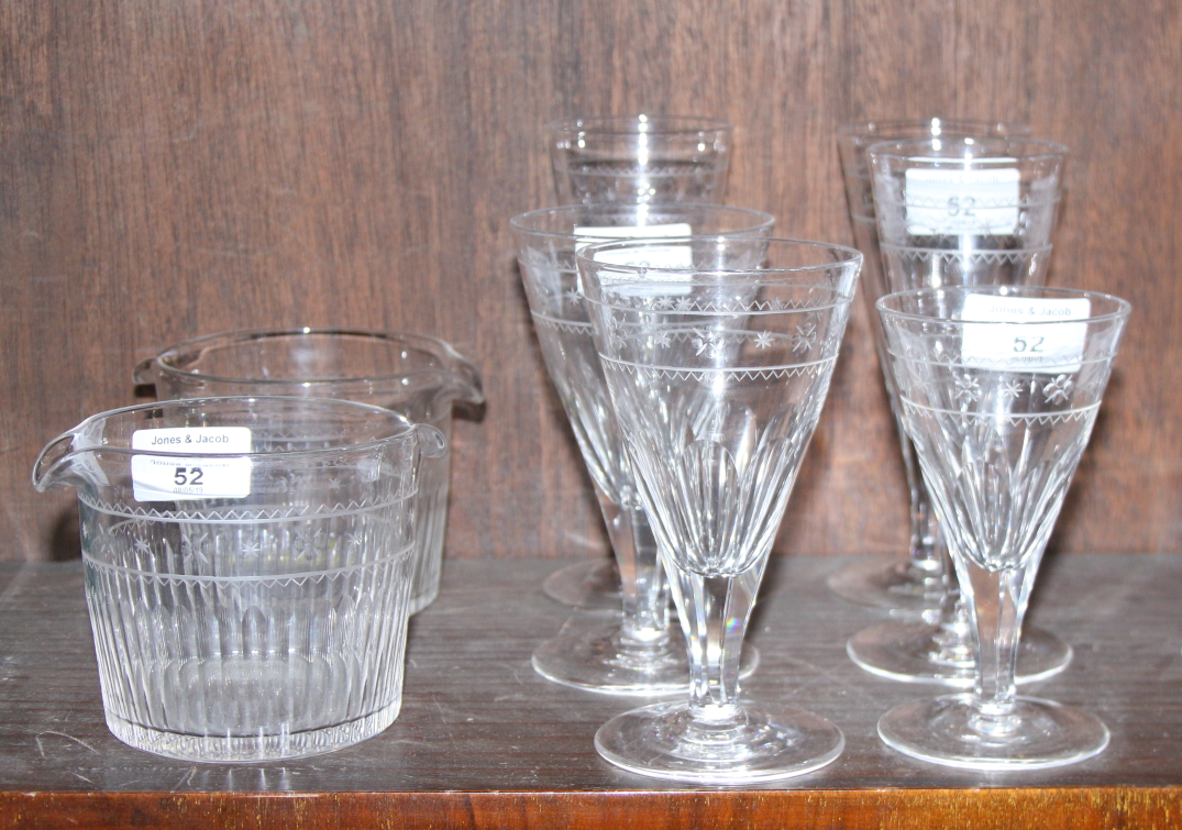 A part suite of Victorian cut glass with engraved star decoration