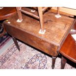 A 19th century mahogany Pembroke table, fitted one drawer, on turned tapered supports, top 33 1/2"
