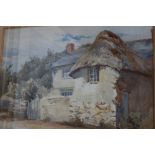 English late 19th century watercolours, view of a cottage, 8 1/2" x 11 1/2", in gilt frame