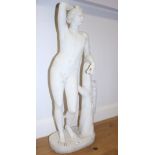 A 19th century marble statue of Apollo, 32" high (restorations)