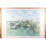 Terence Cuneo: two signed prints, "Sleigh Post" and "First Air Post", in gilt frames