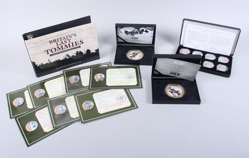 The Centenary of WWI coin collection, in fitted case, two D-Day 70th Anniversary £5 coins, in fitted