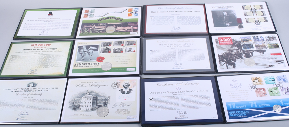 Seven commemorative £5 coins in folios, three others, and various other commemorative and collectors - Image 7 of 11