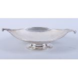 A silver pedestal two-handled navette shaped dish, 15.1oz troy approx