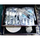 A canteen of silver plated Roberts and Dore cutlery and tableware, in polished as mahogany case