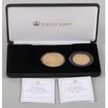 The Queen's 88th Birthday 22-carat Gold Proof £5 coin and a matching £2 coin, in a fitted case,