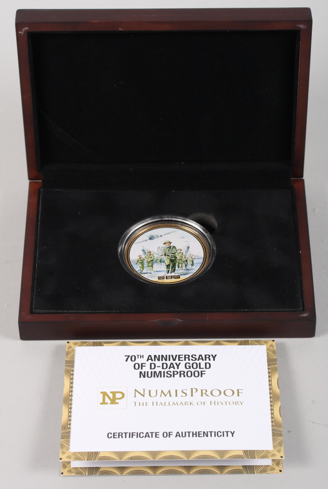 A 70th Anniversary of D-Day gold Numisproof 1oz 9ct gold coin, in fitted case