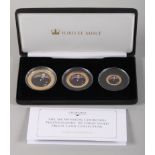 The Sir Winston Churchill Photographic 22-carat Gold Proof Coin Collection, £1, £2 and £5, 64g