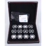 The London 2012 Sports Collection, twelve silver 50p coins, in fitted case