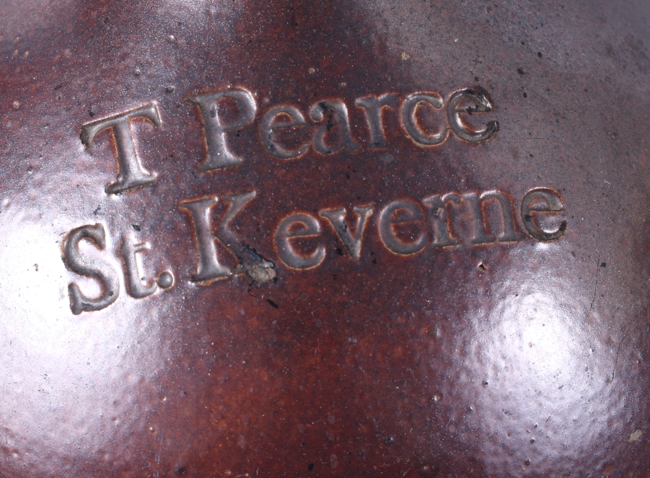 A 19th century flagon impressed "T Pearce, St Keverne" 15 1/2" high, and a studio pottery table - Bild 2 aus 5