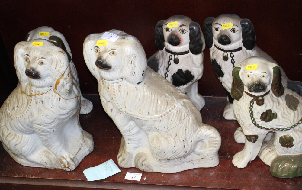 Seven pairs of Staffordshire dogs, various, five single dogs and a cat, in sizes - Image 2 of 2