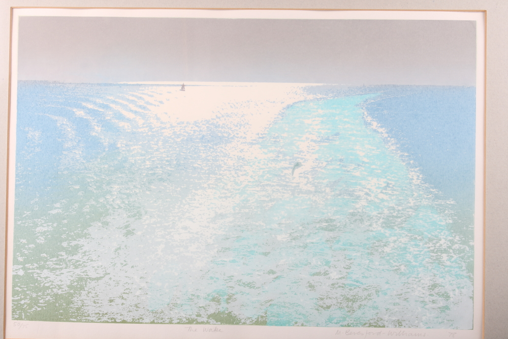 M Beresford-Williams: a screen print, "The Wake", 50/75, in silvered frame, and Satli Mainz?: