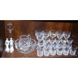 A quantity of glassware, including decanters, wine glasses, sherry glasses and other items