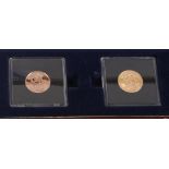 A 2014 sovereign and a 1914 sovereign, in fitted case