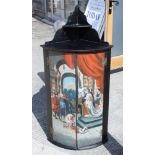 A late 18th century Continental painted corner cupboard, "Queen Thomyris with the head of King