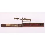 An Avery 19th century brass sovereign balance, in fitted mahogany case, 6 1/8" long