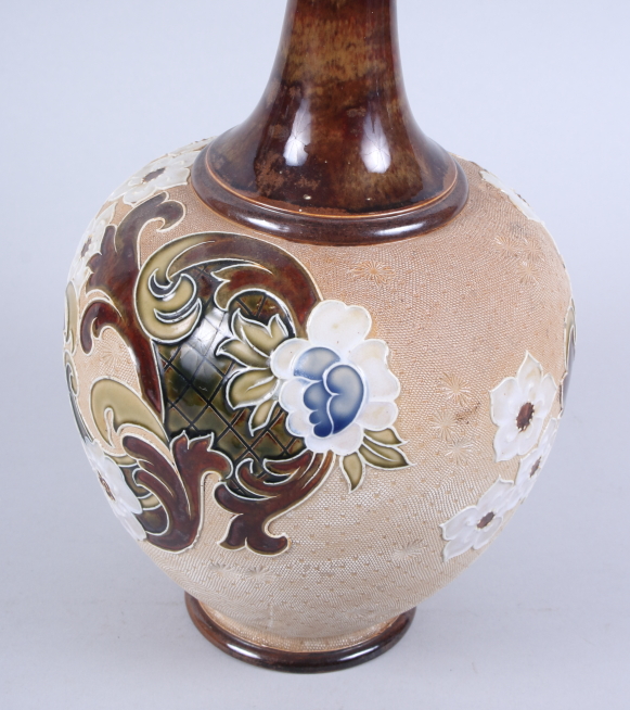 A Doulton Lambeth Slater's Patent vase with floral decoration, 16" high, together with a Doulton - Image 2 of 6