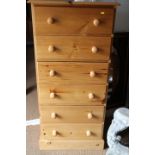 A modern pine chest of six long drawers, on block base, 24" wide