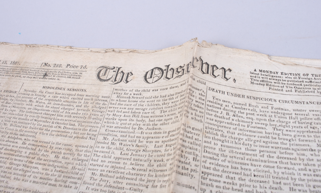 Two early 19th century newspapers, "The Observer" April 13 1821 and "The Morning Post" April 10 - Image 4 of 4