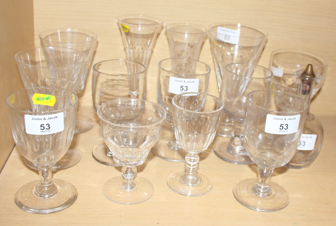 A collection of 19th and early 20th century drinking glasses, various