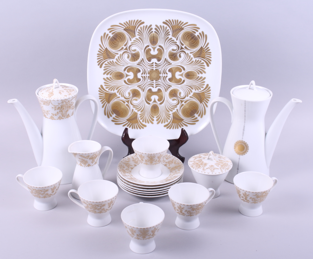 A Rosenthal Studio Line "Form 2000" pattern coffee service for six with gilt decoration by Bjorn