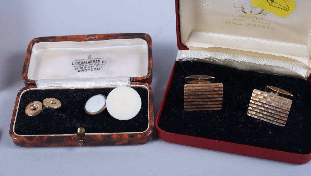 Three pairs of 9ct gold cufflinks, 17.1g, a pair of silver cufflinks and a quantity of costume - Image 3 of 4