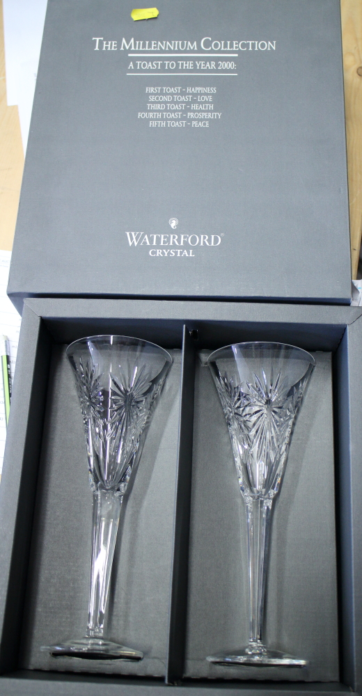 A boxed set of two Waterford "The Millennium Collection, Toast of the Year", champagne flutes, a - Image 3 of 5