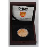 A 70th Anniversary of D-Day Jersey gold £5 coin, in fitted case