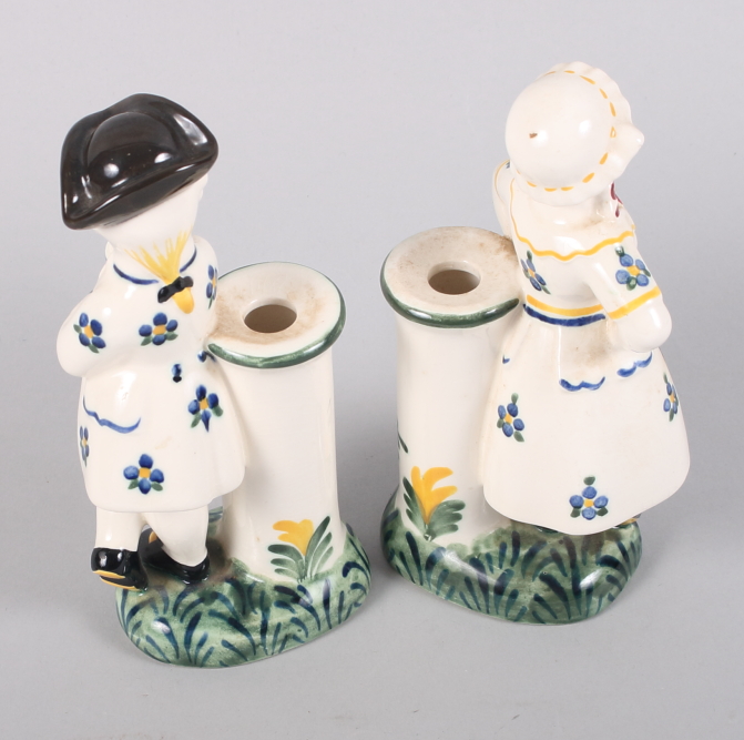 A pair of Danish spill holders, figures in period costume, 6 1/4" high - Bild 2 aus 4