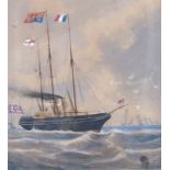 H Capel: a 19th century watercolour of Royal Yacht Victoria and Albert (II), on route to Boulogne,