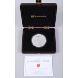 A Westminster Mint Jersey 2013 Coronation Jubilee silver 5oz coin, in fitted case