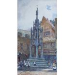 A BD, 1894: watercolours, market cross, 17 3/4" x 10", a modern watercolour, St Cross Hospital,