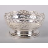 A silver pedestal dish with pierced decoration, 3 1/2" high, 10.4oz troy approx