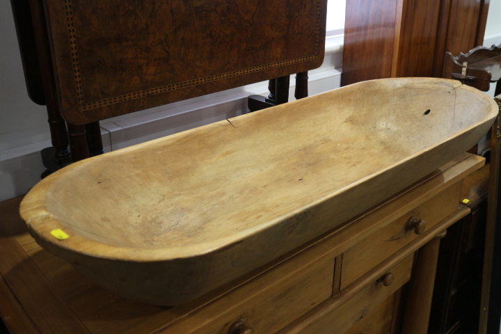 A 19th century German birch dough trough, 41 1/2" long