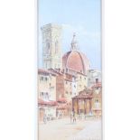 J Vervloet Jnr: watercolours, view of Florence, 12 1/2" x 5", in gilt frame, and a Dutch canal
