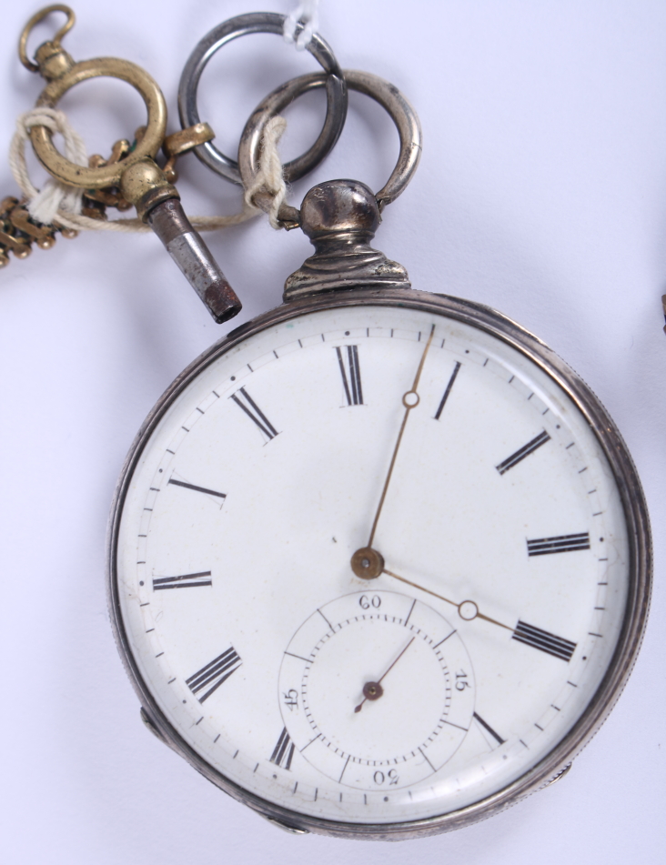 A 19th century cylinder escapement pocket watch, by M J Tobias Liverpool, in white metal case with - Image 2 of 5