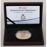 The Red Arrows 50th Display Season Jersey gold 5oz coin, in fitted case