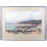 R C Riseley: A seascape, watercolour, signed and dated 1919, 12” x 19 1/2", in strip frame