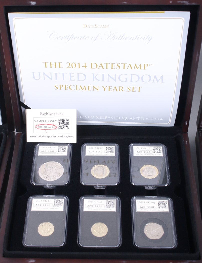 The 2014 Datestamp United Kingdom Specimen Year Set, in fitted case and two further identical sets - Image 4 of 7