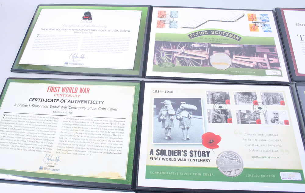 Seven commemorative £5 coins in folios, three others, and various other commemorative and collectors - Image 10 of 11