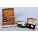 Three pairs of 9ct gold cufflinks, 17.1g, a pair of silver cufflinks and a quantity of costume