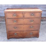 A Georgian mahogany banded and line inlaid chest of two short and three long drawers with