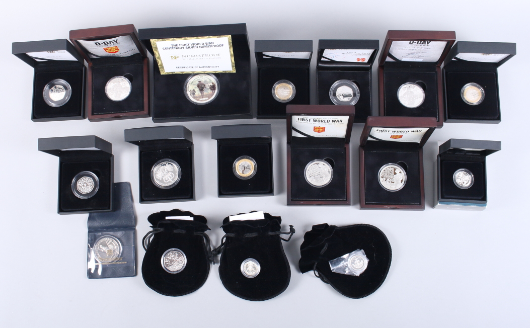 A number of Royal Mint silver proof coins, including £5, £1, 50p