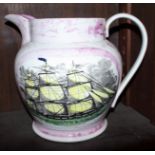 A Sunderland lustre jug, decorated ships, "The Great Australian Clipper Ship", "True Love from Hull"